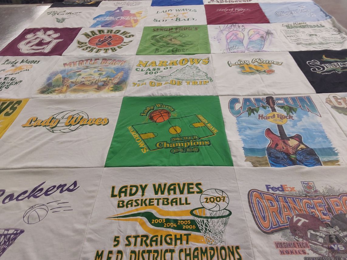 T-shirt quilt featuring lady waves basketball by Christina from VA