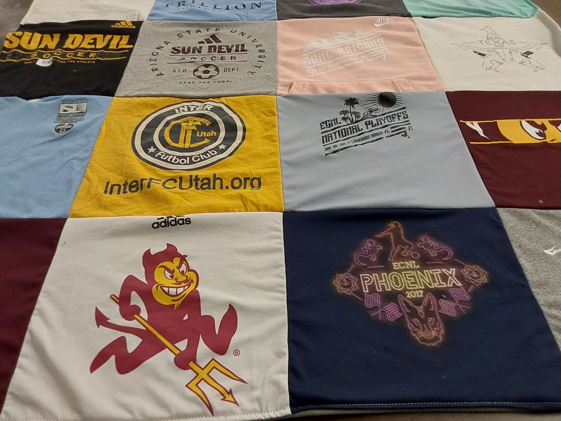T-shirt quilt featuring sun devil soccer by Bri from AZ