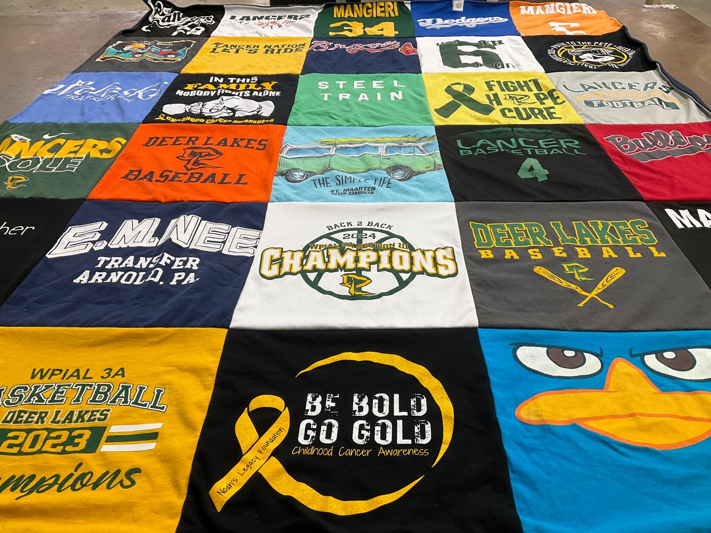 T-shirt quilt featuring deer lakes baseball, deer lakes basketball by Katie from PA