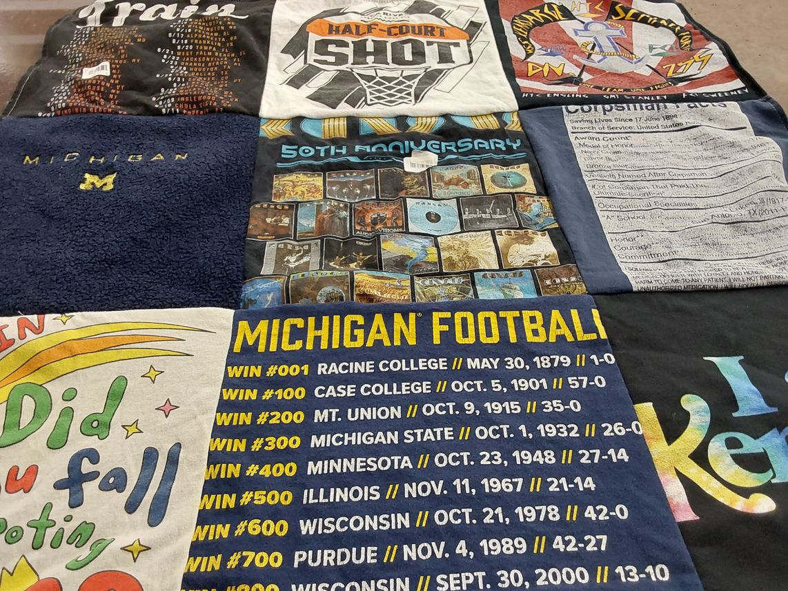 T-shirt quilt featuring university of michigan football by John from AZ
