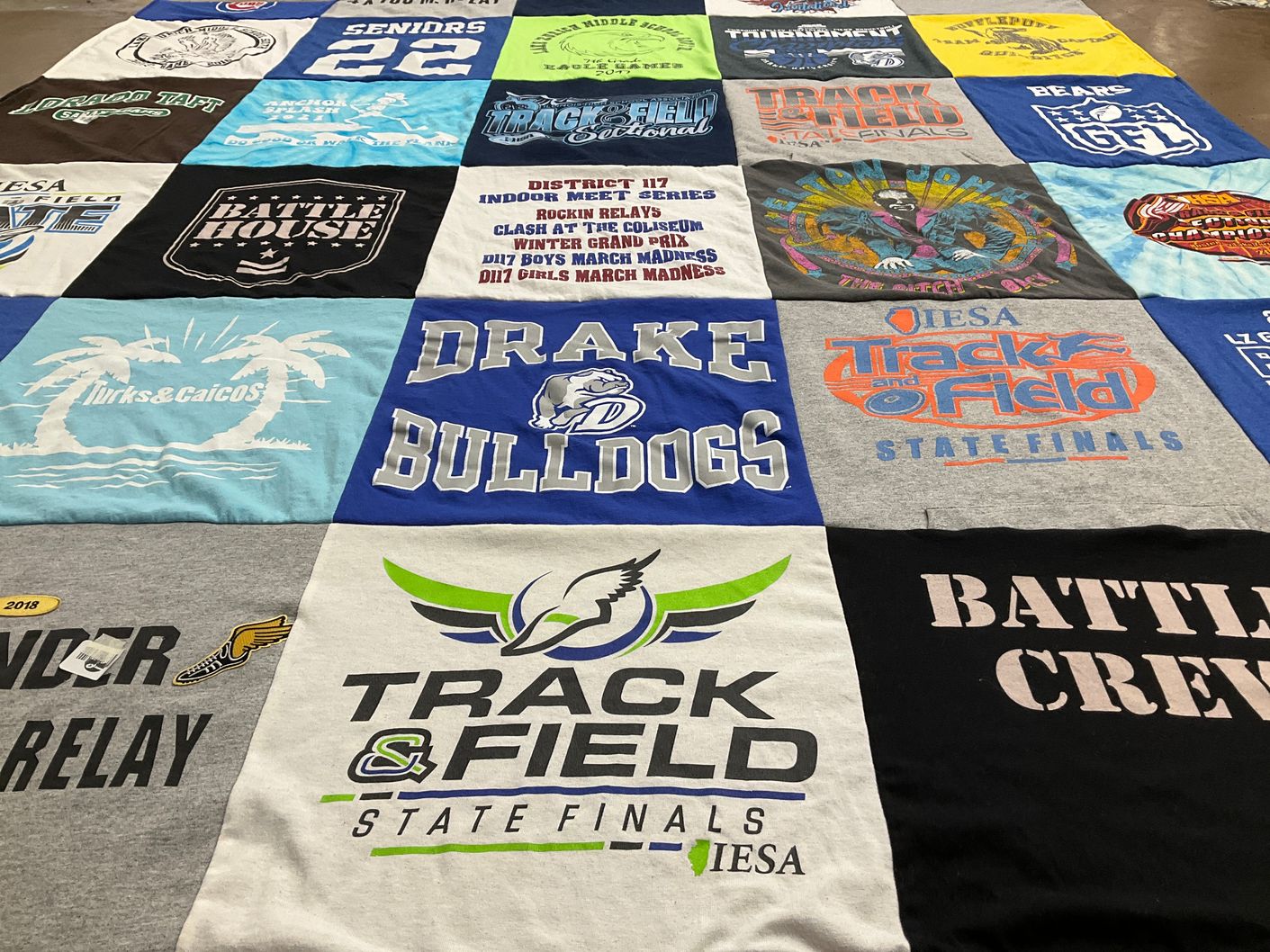 T-shirt quilt from drake university by Kim from IL