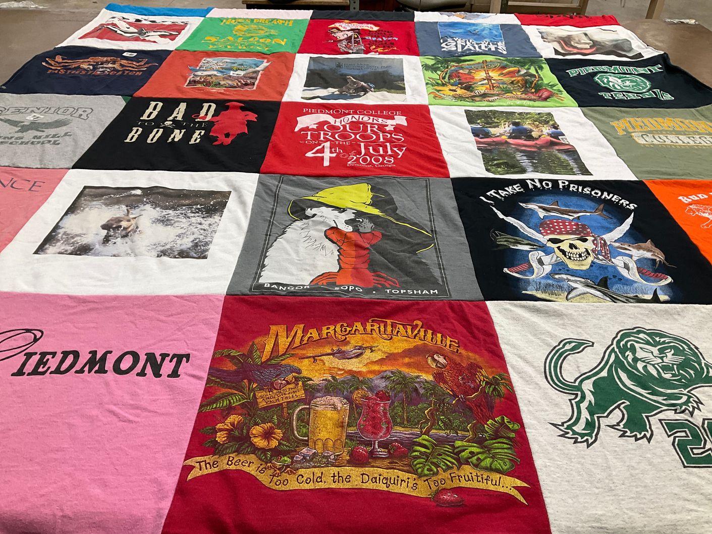 T-shirt quilt featuring piedmont college lions by Kathleen from GA