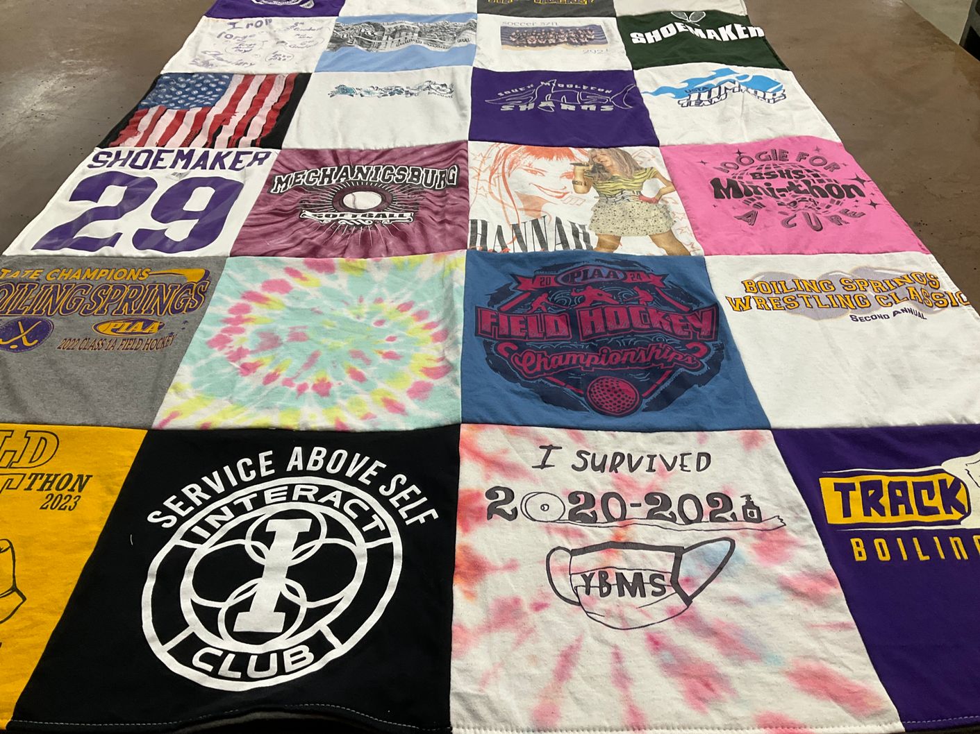 T-shirt quilt from boiling springs high school, mechanicsburg high school by Ann from PA