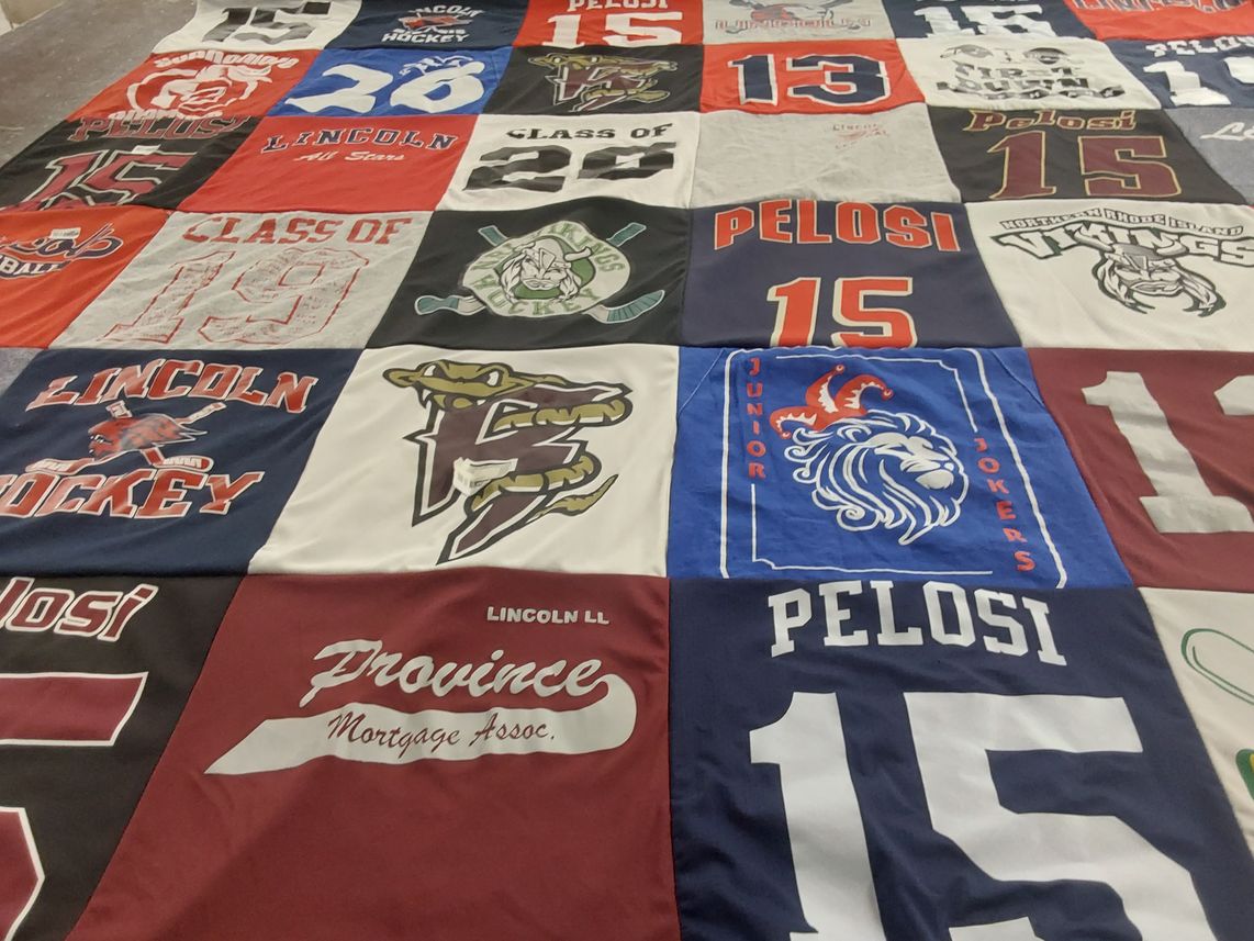 T-shirt quilt featuring lincoln hockey, junior jokers by Tanya from RI