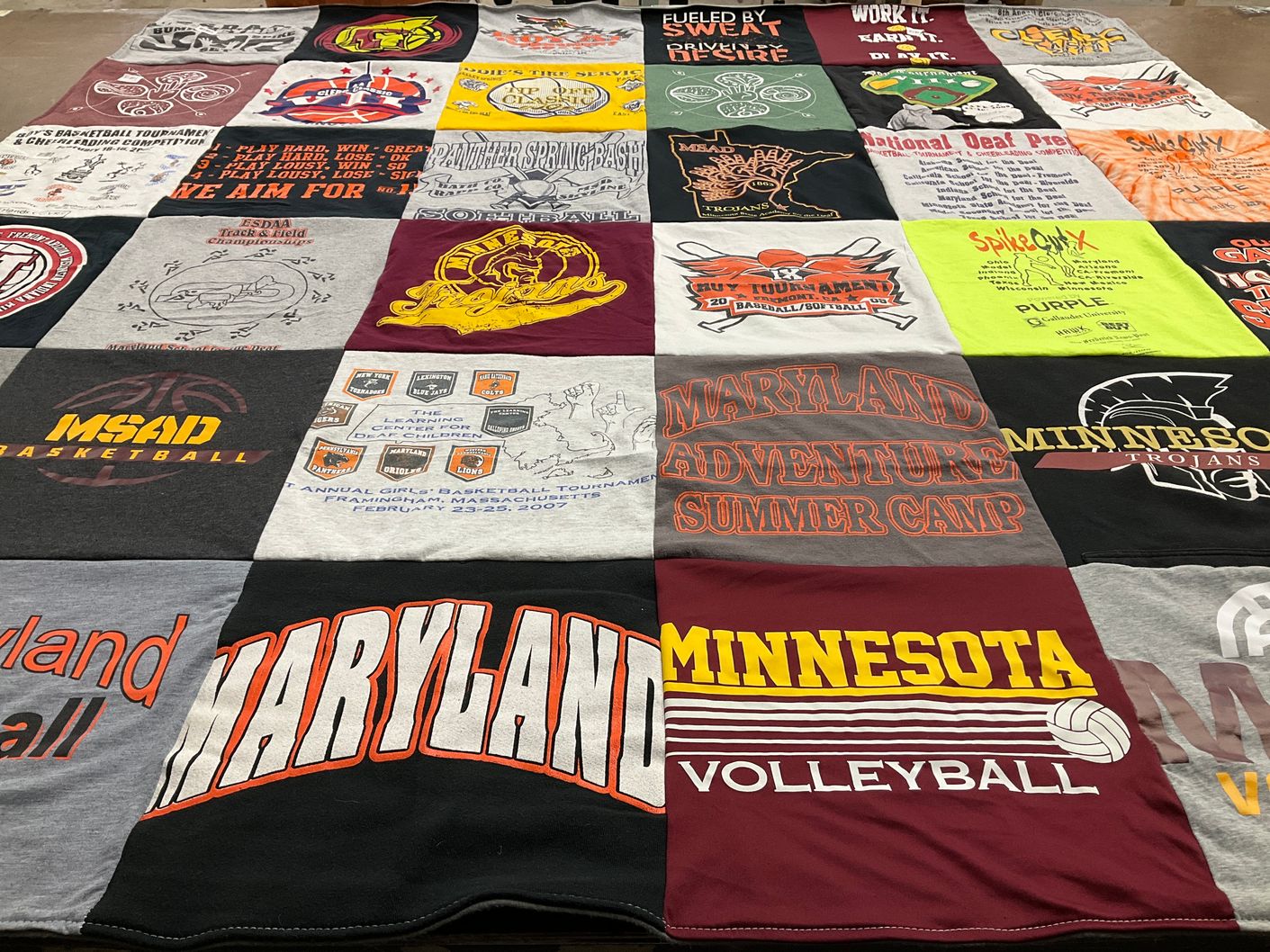 T-shirt quilt featuring maryland basketball, minnesota volleyball by Laura from MN