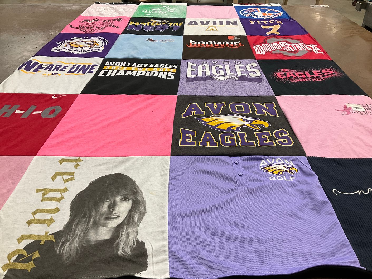 T-shirt quilt featuring avon eagles by Julie from OH