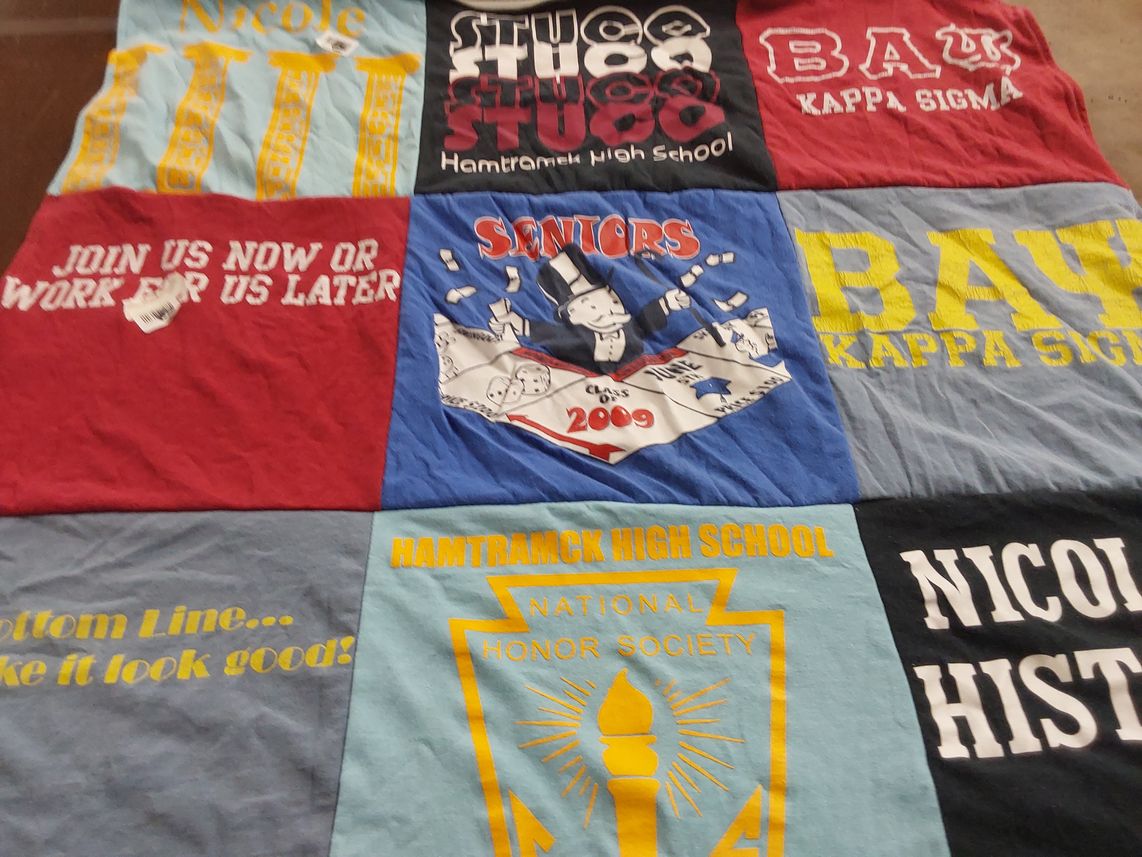 T-shirt quilt from hamtramck high school by Nicole from MI