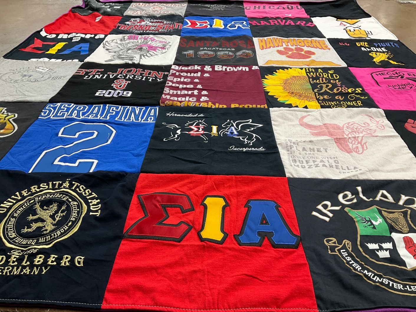 T-shirt quilt from st john university by Jeanette from CA