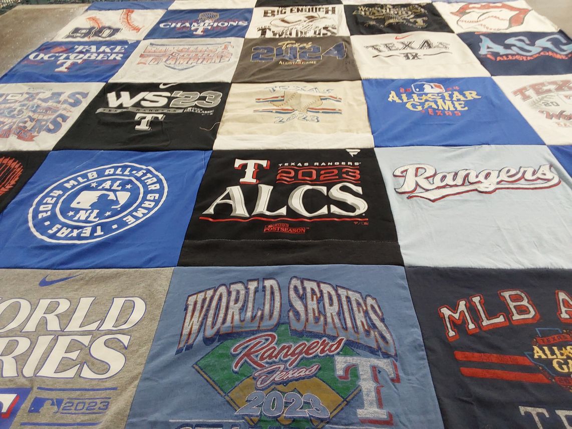 T-shirt quilt featuring texas rangers by Jamie from NY