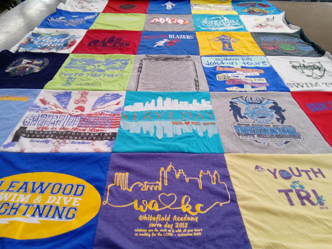 T-shirt quilt featuring leawood swim and dive lightning by Shauna from UT
