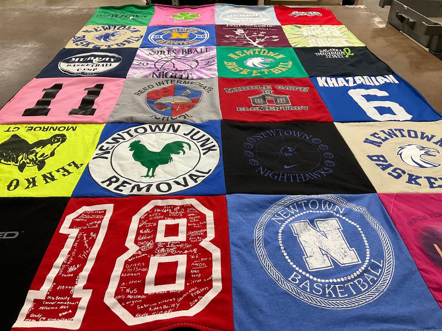 T-shirt quilt featuring newtown nighthawks, newtown basketball by Julia from CT