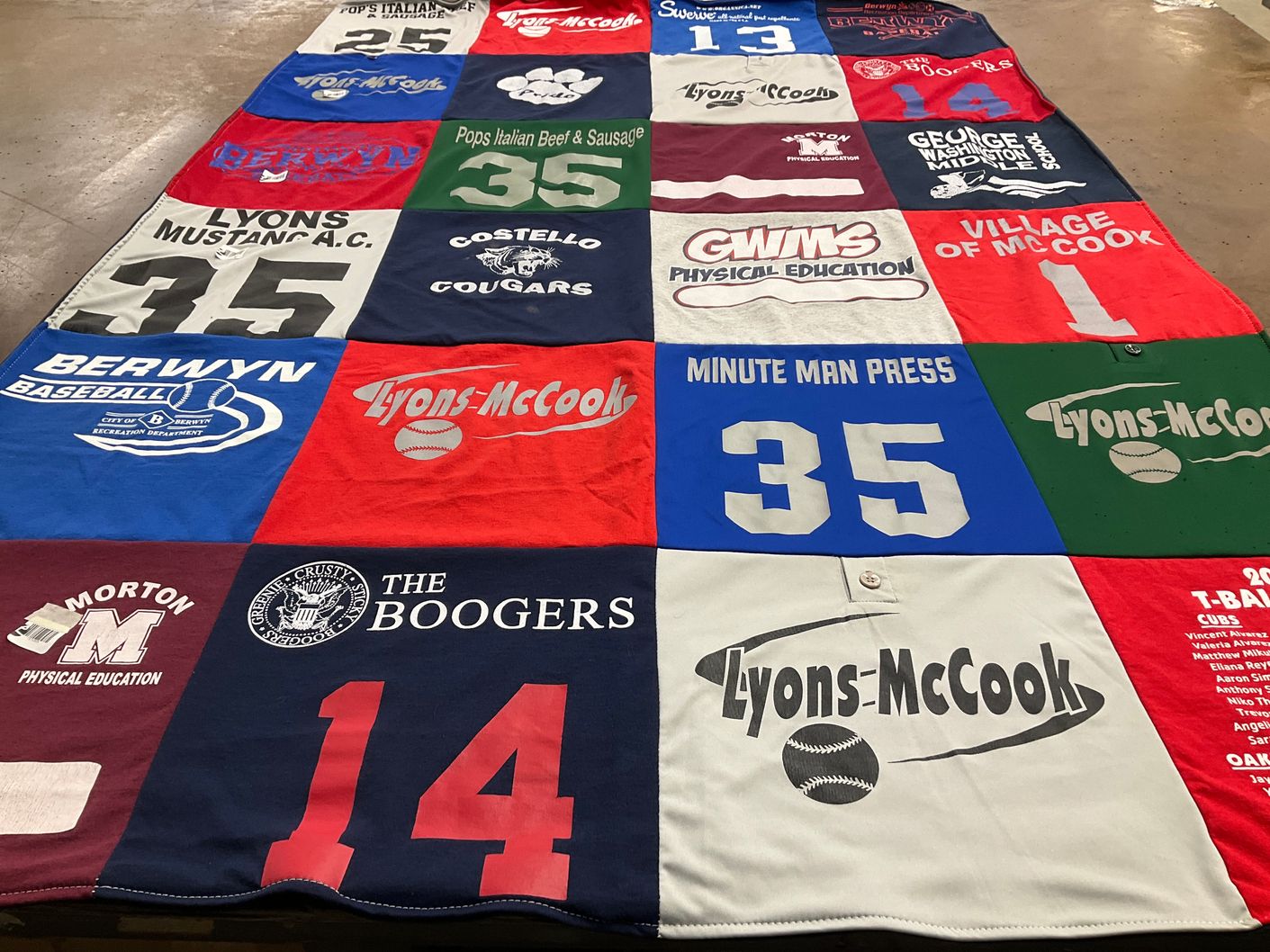 T-shirt quilt featuring berwyn baseball, lyons-mccook by Mayra from IL