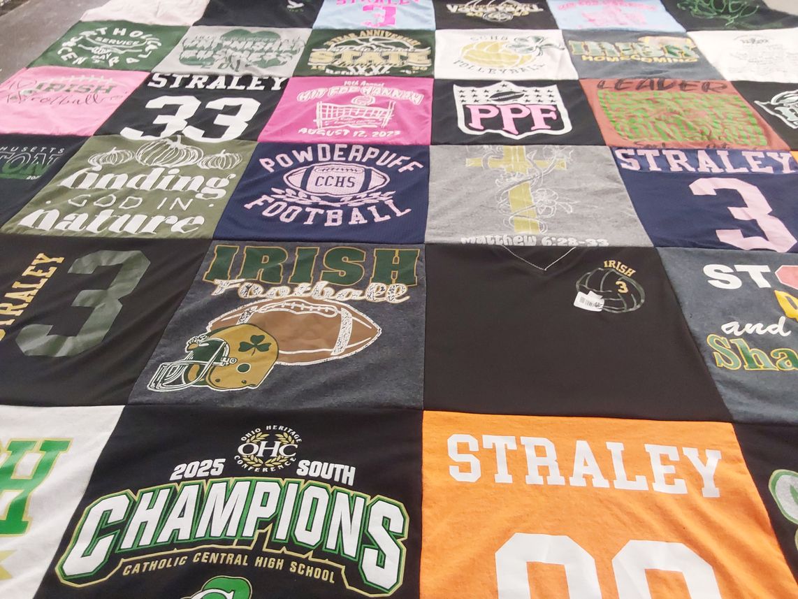 T-shirt quilt featuring irish football by Tamara from OH