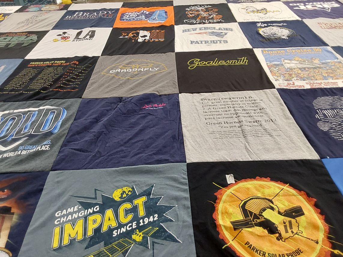 T-shirt quilt featuring new england patriots, green hornets swarm by Robert from MD