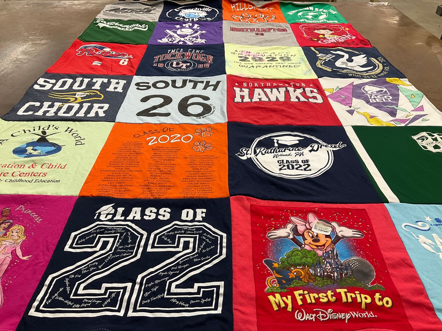 T-shirt quilt featuring northampton hawks by Sandra from PA