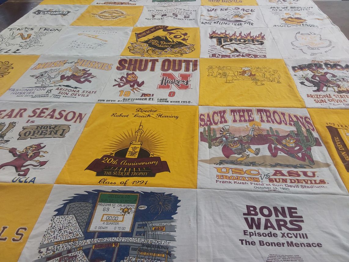 T-shirt quilt from arizona state university, university of southern california by Matthew from AZ