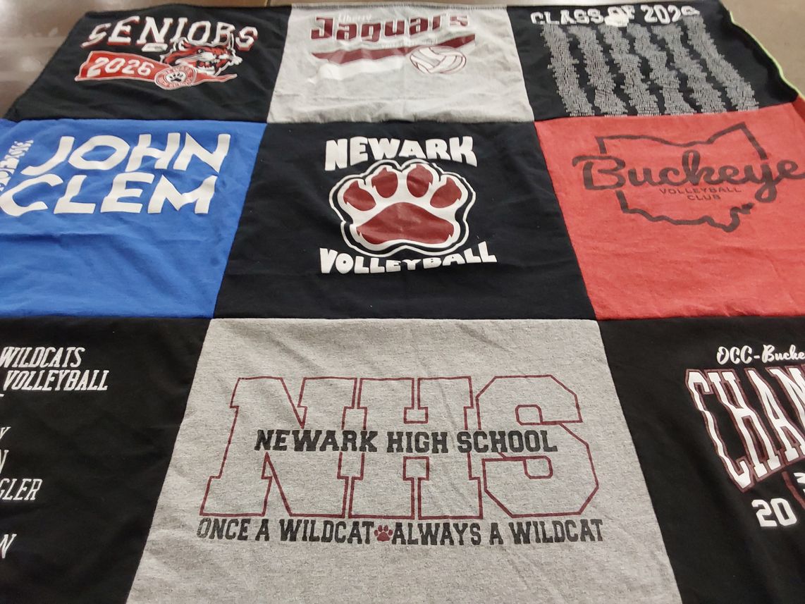 T-shirt quilt featuring newark wildcats volleyball, jaguar volleyball by Rachel from OH
