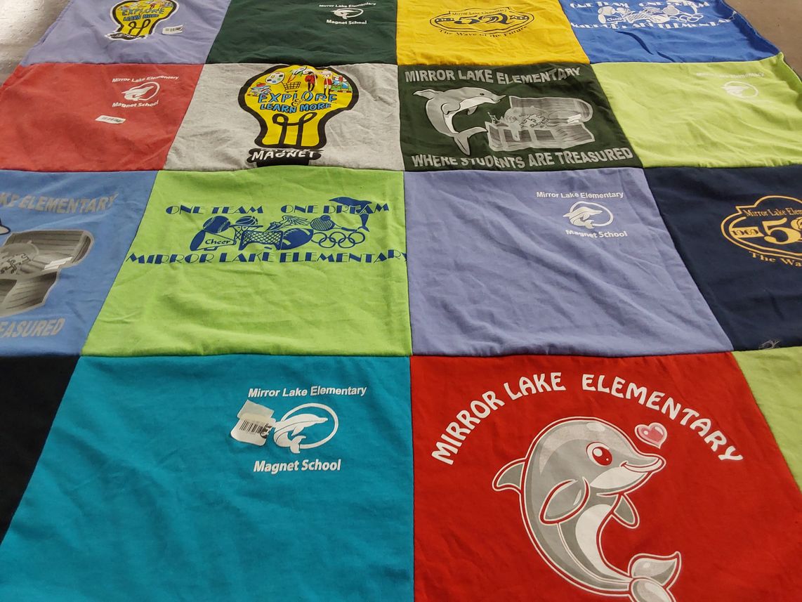 T-shirt quilt from mirror lake elementary school by Valerie from FL