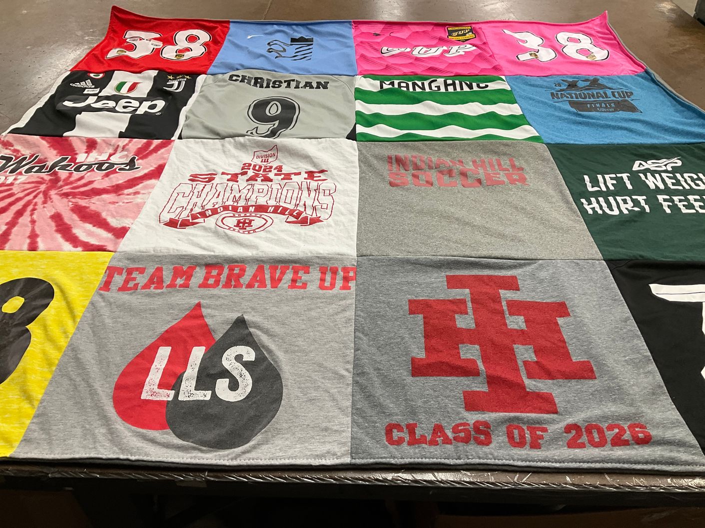 T-shirt quilt featuring indian hill soccer by Danielle from OH