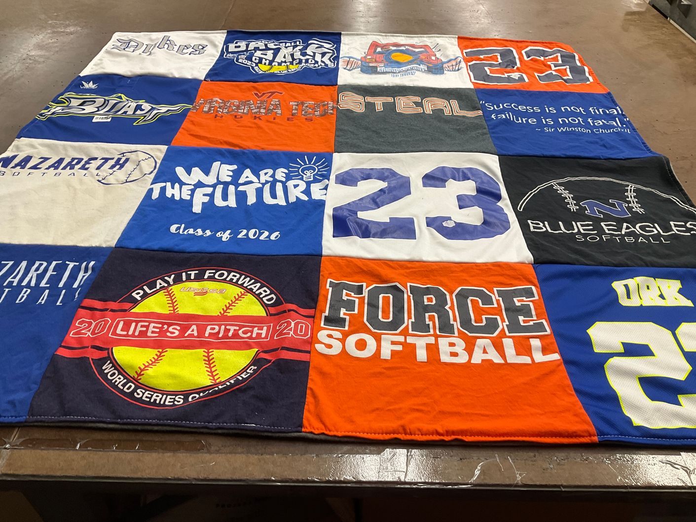 T-shirt quilt featuring blue eagles softball, virginia tech hokies by Chandeka from VA