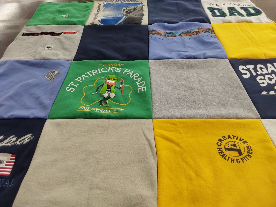 T-shirt quilt from bryant college by Elaine from CT