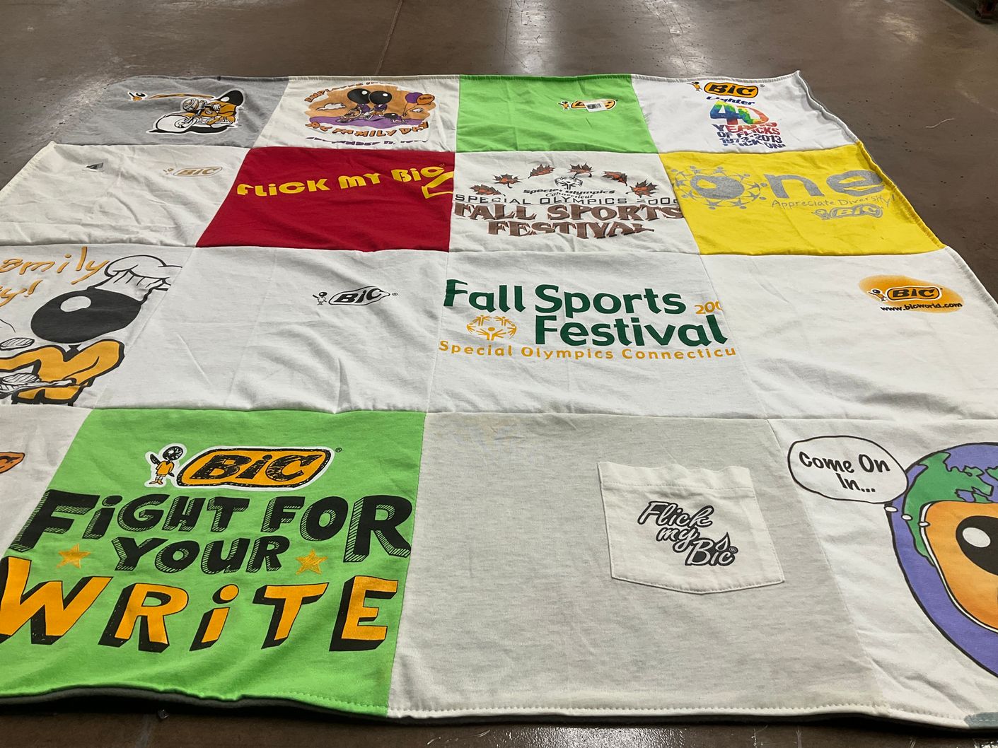 T-shirt quilt with special olympics, sports themes by Elaine from CT