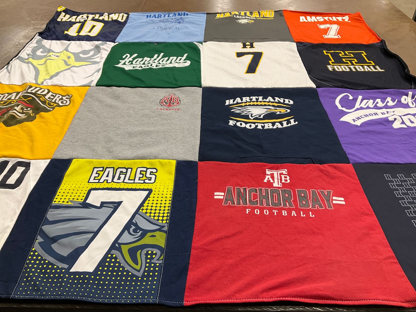 T-shirt quilt featuring hartland football, anchor bay football by Dallas from MI