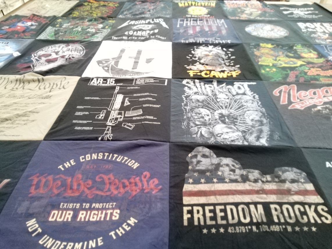 T-shirt quilt with music, politics themes by Kyle from NJ