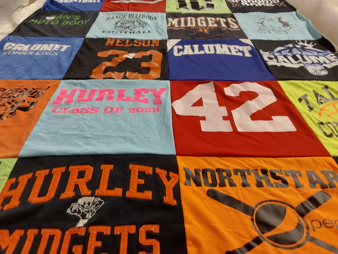 T-shirt quilt featuring hurley midgets, calumet copper kings by Melissa from MI