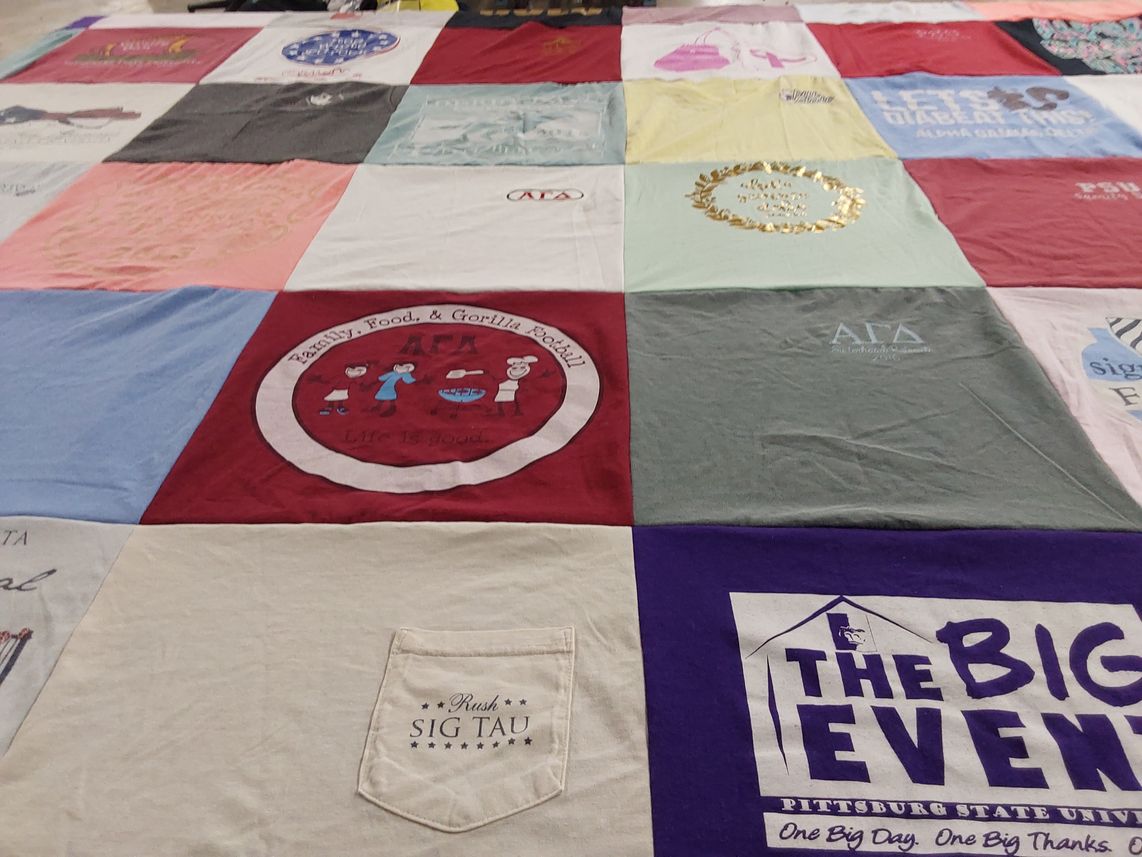 T-shirt quilt from pittsburg state university by Kennedy from MO