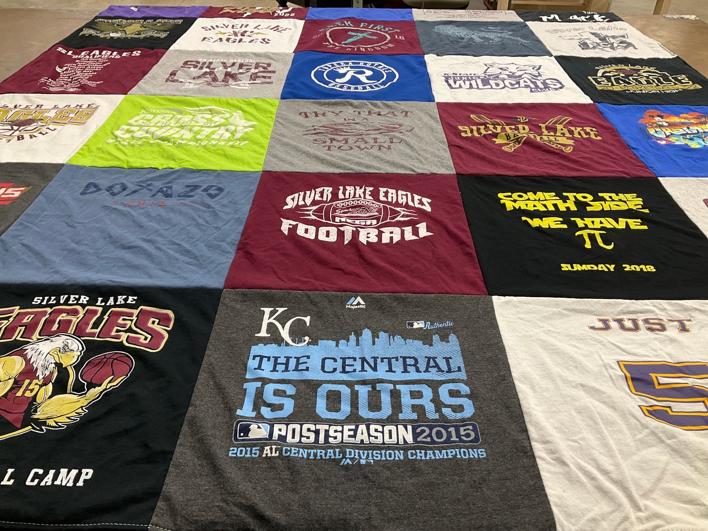 T-shirt quilt featuring silver lake eagles by Andrea from KS
