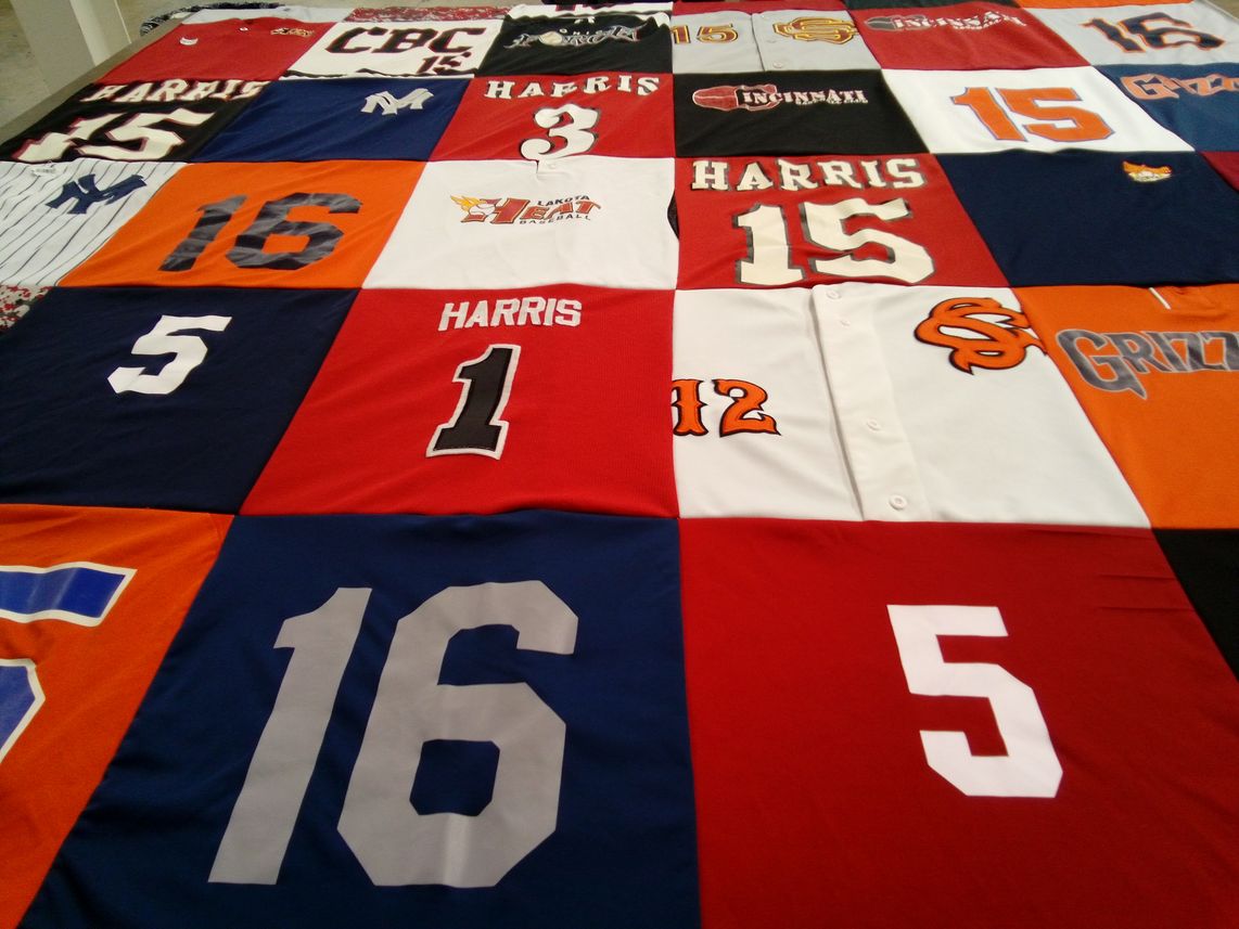 T-shirt quilt with sports, baseball themes by Anthony from KY