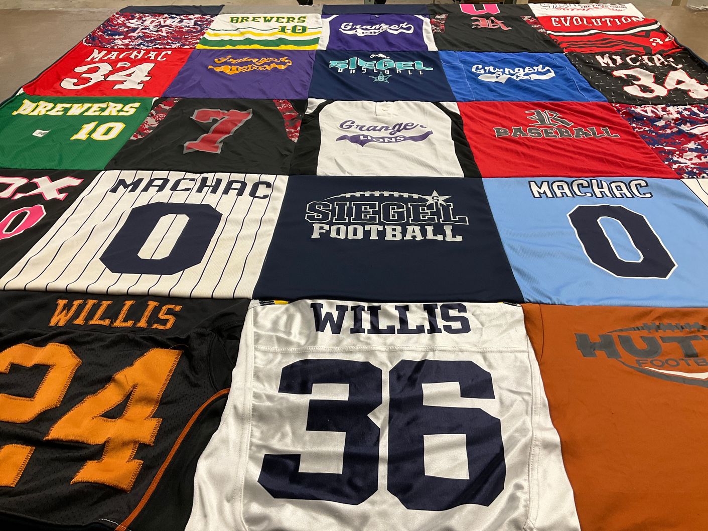 T-shirt quilt featuring brewrs, orange lions by Elyse from TN