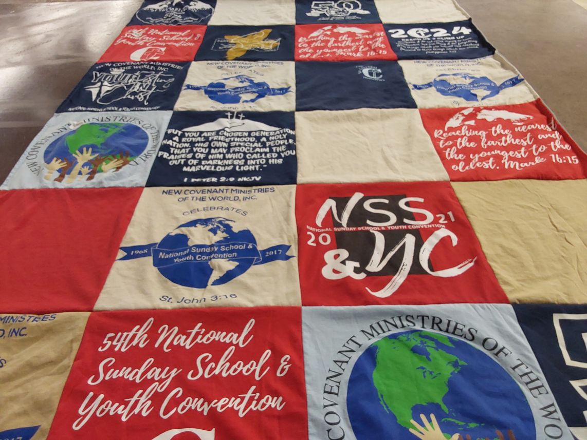 T-shirt quilt with youth, education themes by Joan from AL