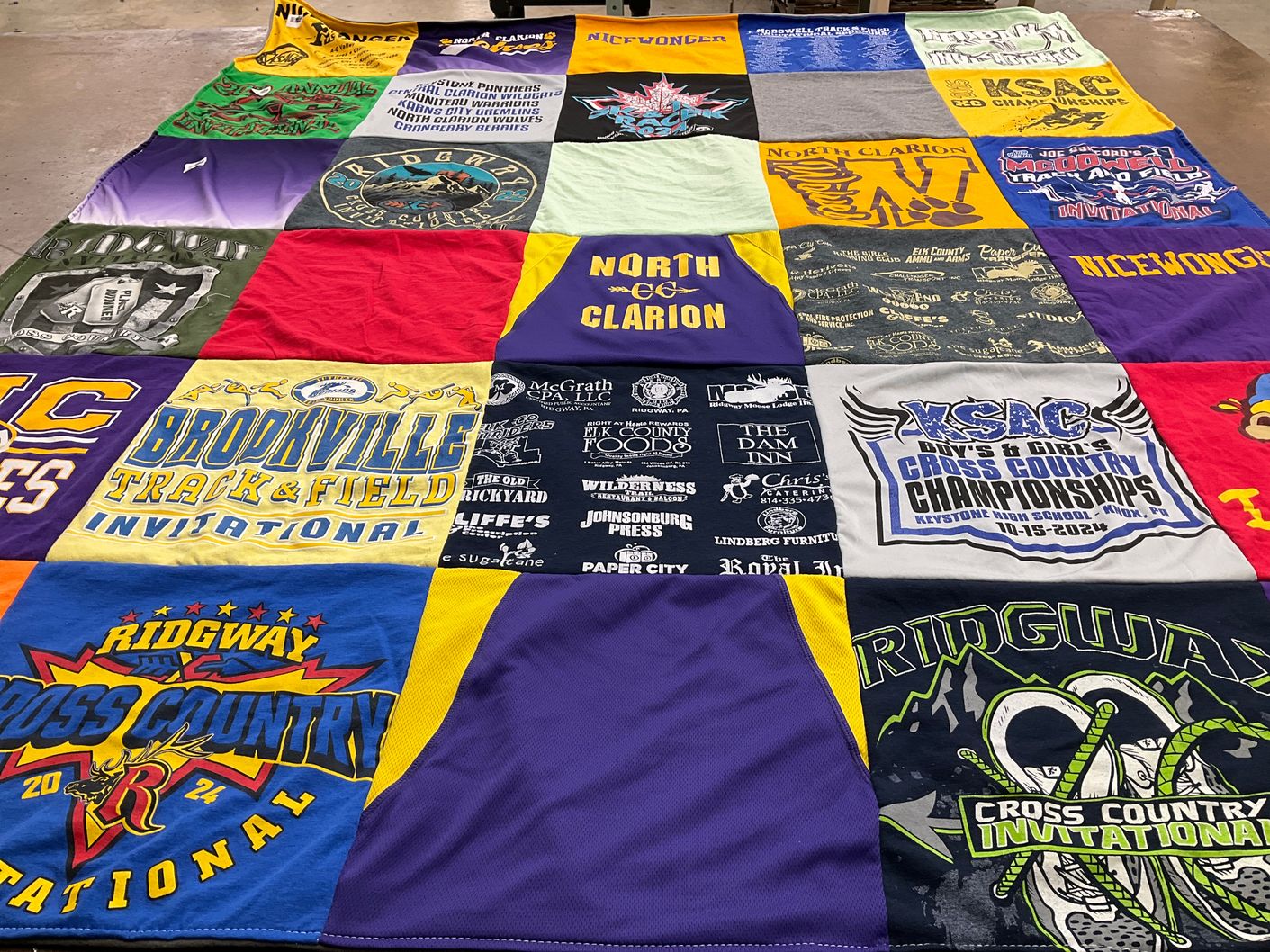 T-shirt quilt featuring brookville track and field, north clarion track and field by Carrie from PA