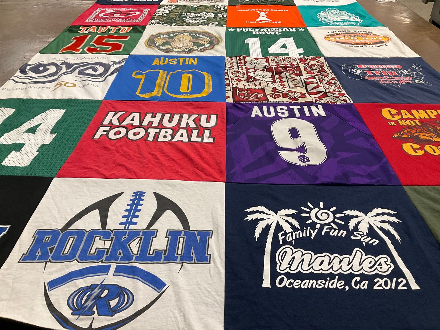 T-shirt quilt featuring kahuku football, rocklin football by Jody from UT