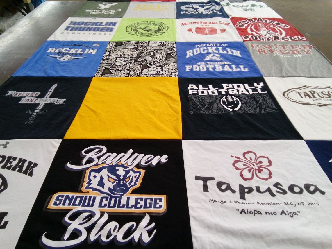 T-shirt quilt featuring rocklin thunder basketball, rocklin thunder football by Jody from UT