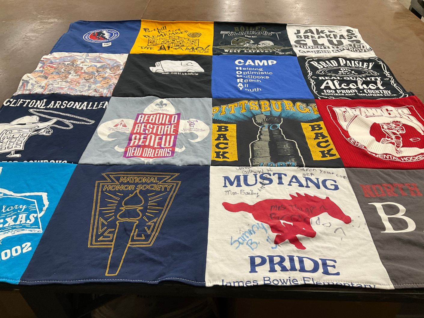 T-shirt quilt from james bowie elementary school by Aaron from TX