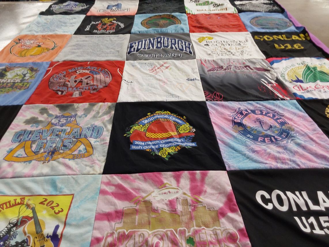 T-shirt quilt with irish dance, cultural festivals themes by Kelly from NY
