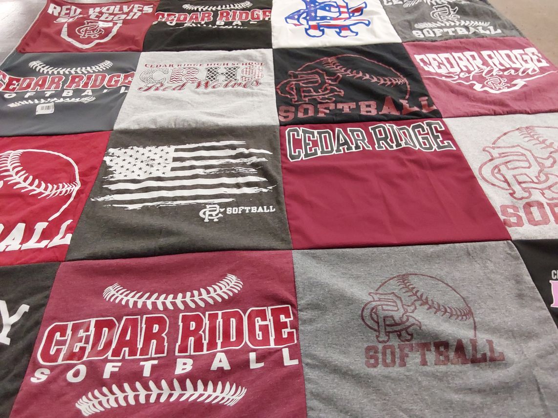 T-shirt quilt from cedar ridge high school by Brooklyn from NC