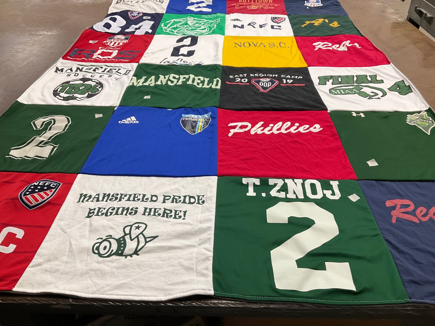 T-shirt quilt featuring phillies, nova sc university soccer by Stephanie from MA