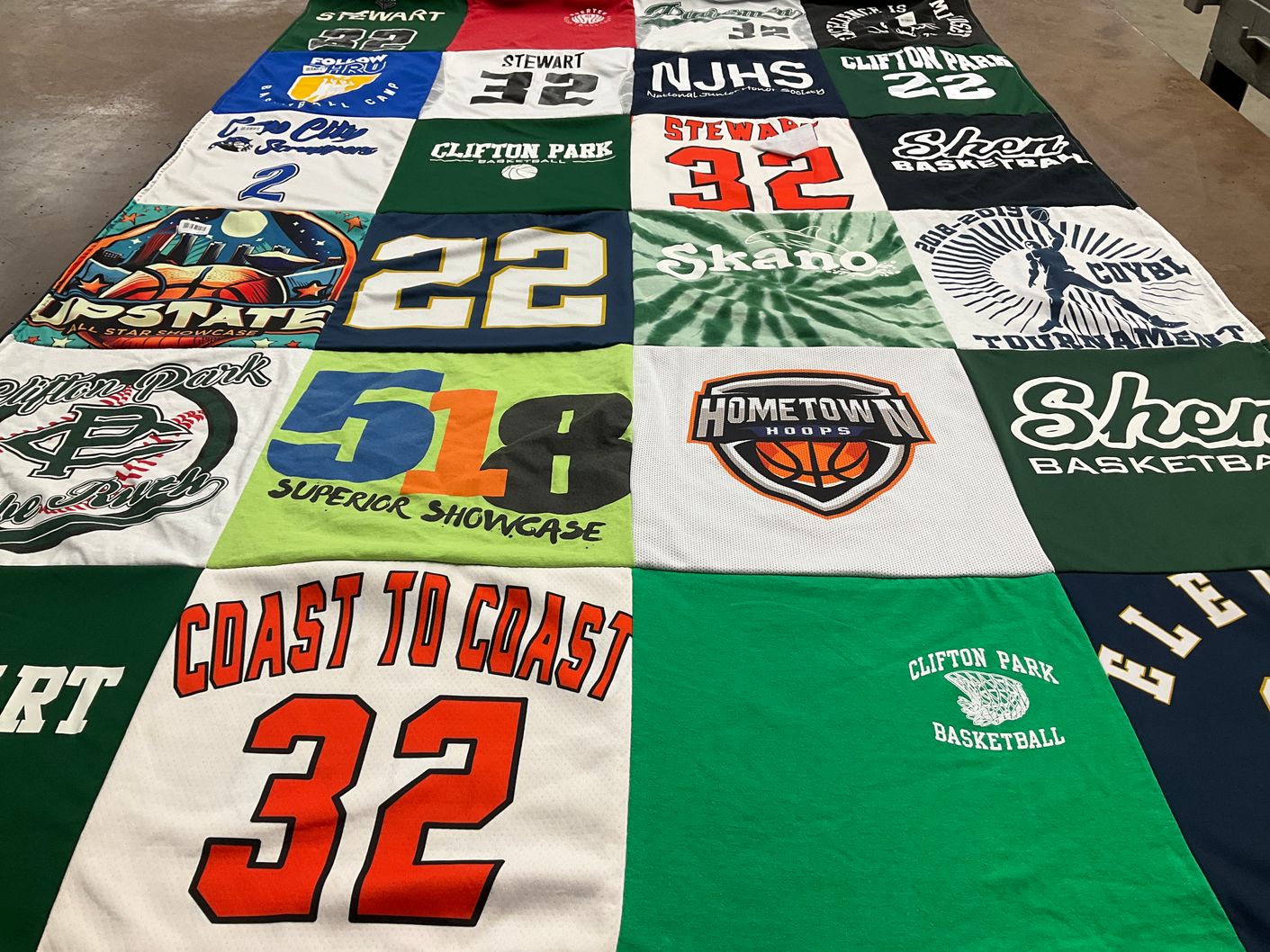 T-shirt quilt featuring clampton park basketball, hometown hoops by Maria from NY