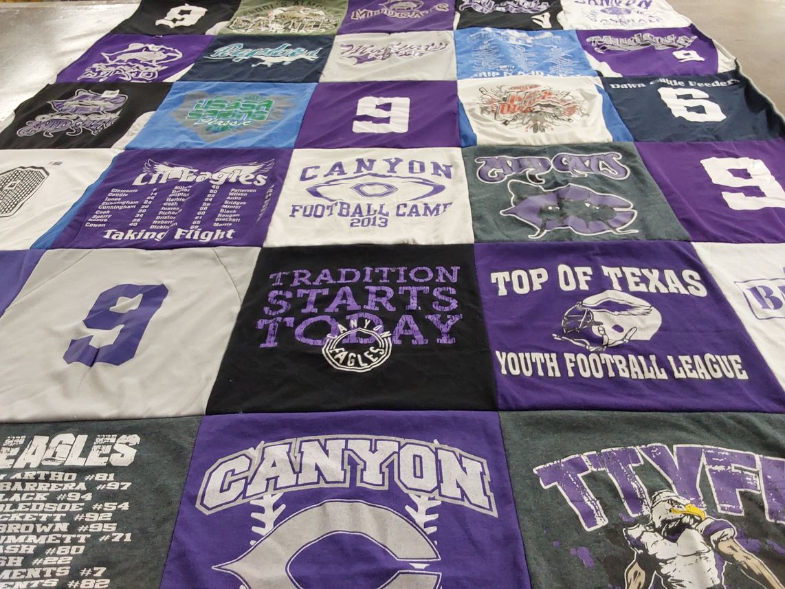 T-shirt quilt featuring canyon eagles youth football league by Stephanie from TX