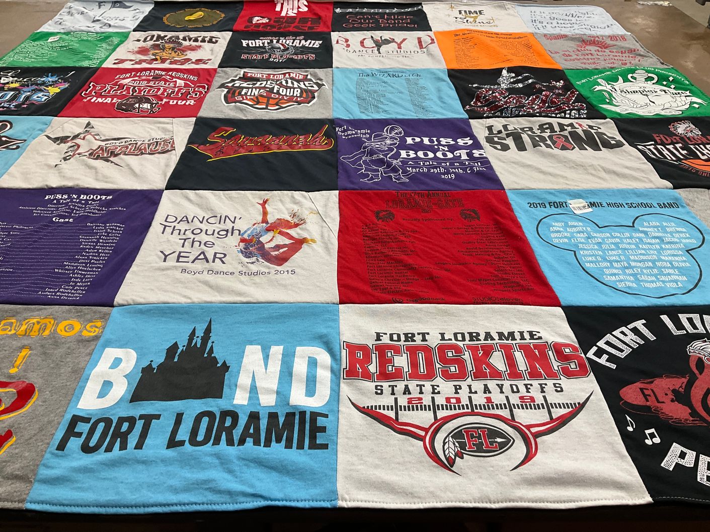 T-shirt quilt featuring fort loramie redskins by Savannah from OH