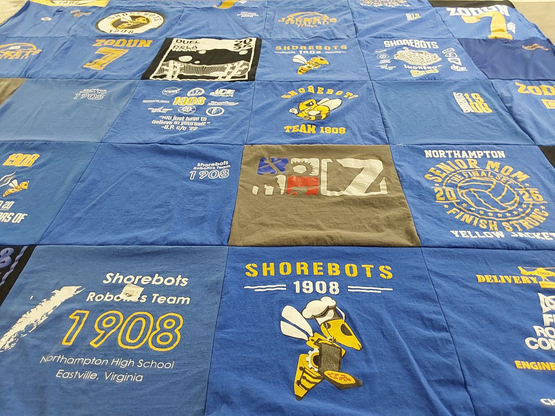 T-shirt quilt featuring shorebots robotics team by STEPHANIE from VA
