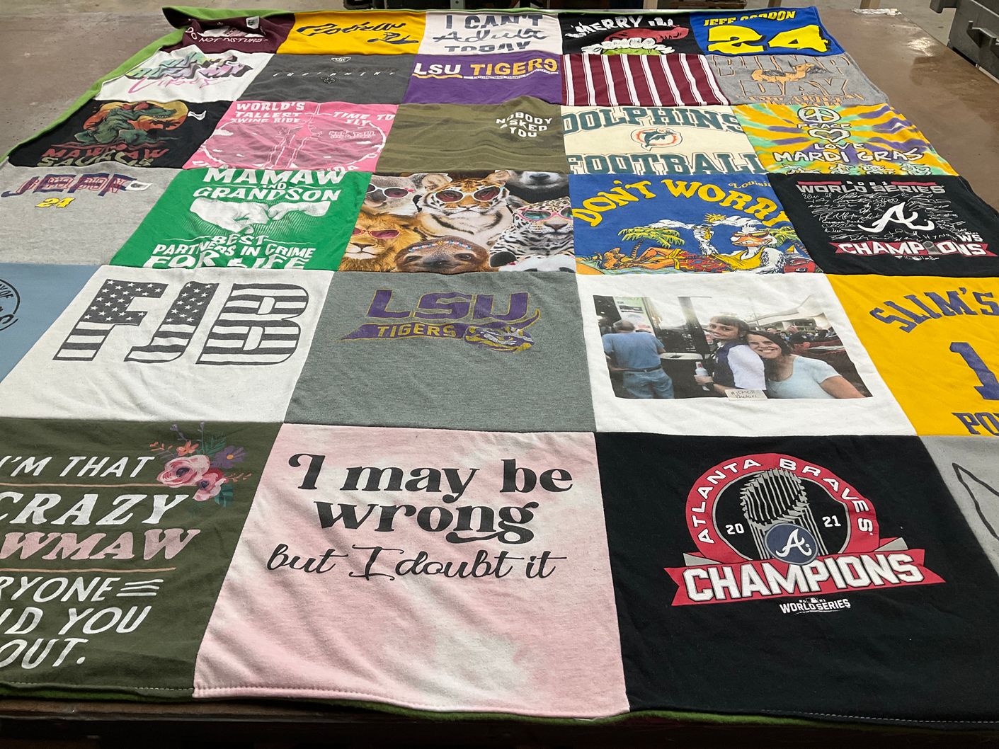 T-shirt quilt featuring atlanta braves, miami dolphins by Tiffany from GA