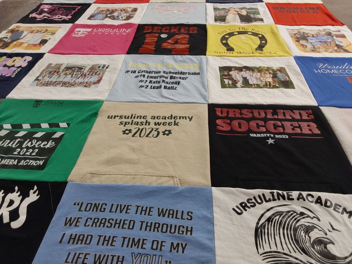 T-shirt quilt featuring ursuline academy soccer by Nicole from MO
