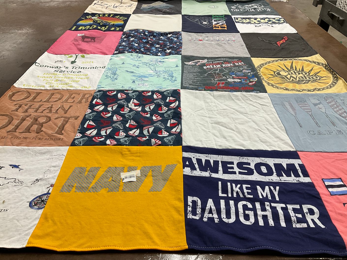 T-shirt quilt with nautical, family themes by Jessica from CT