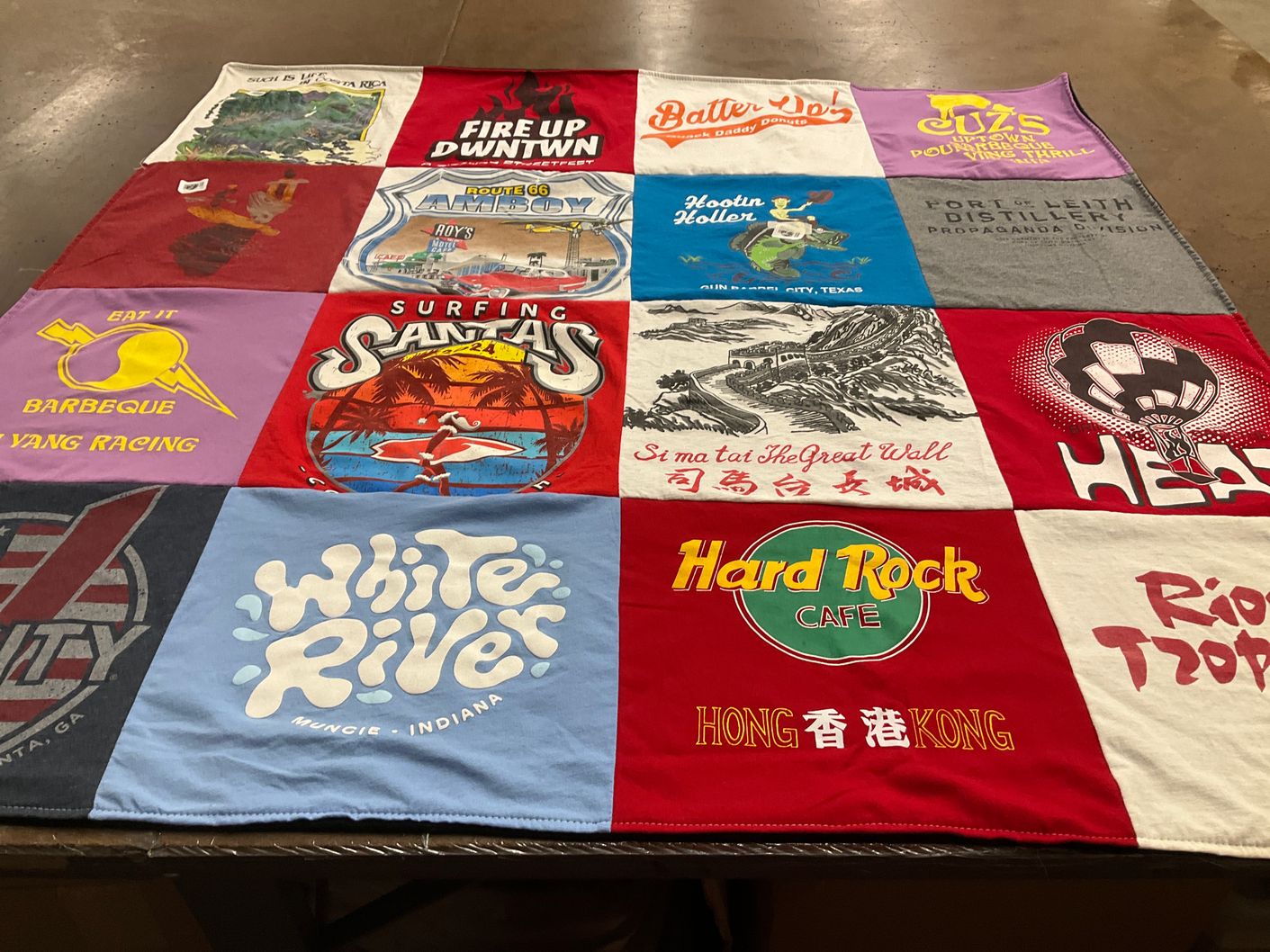 T-shirt quilt with travel, food themes by Scott from IN