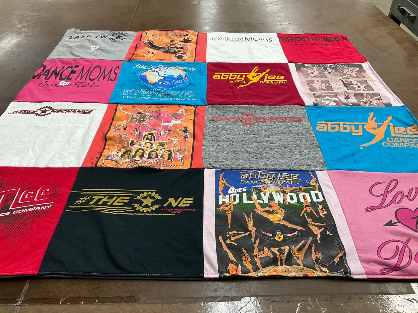 T-shirt quilt with dance themes by Audrey from PA